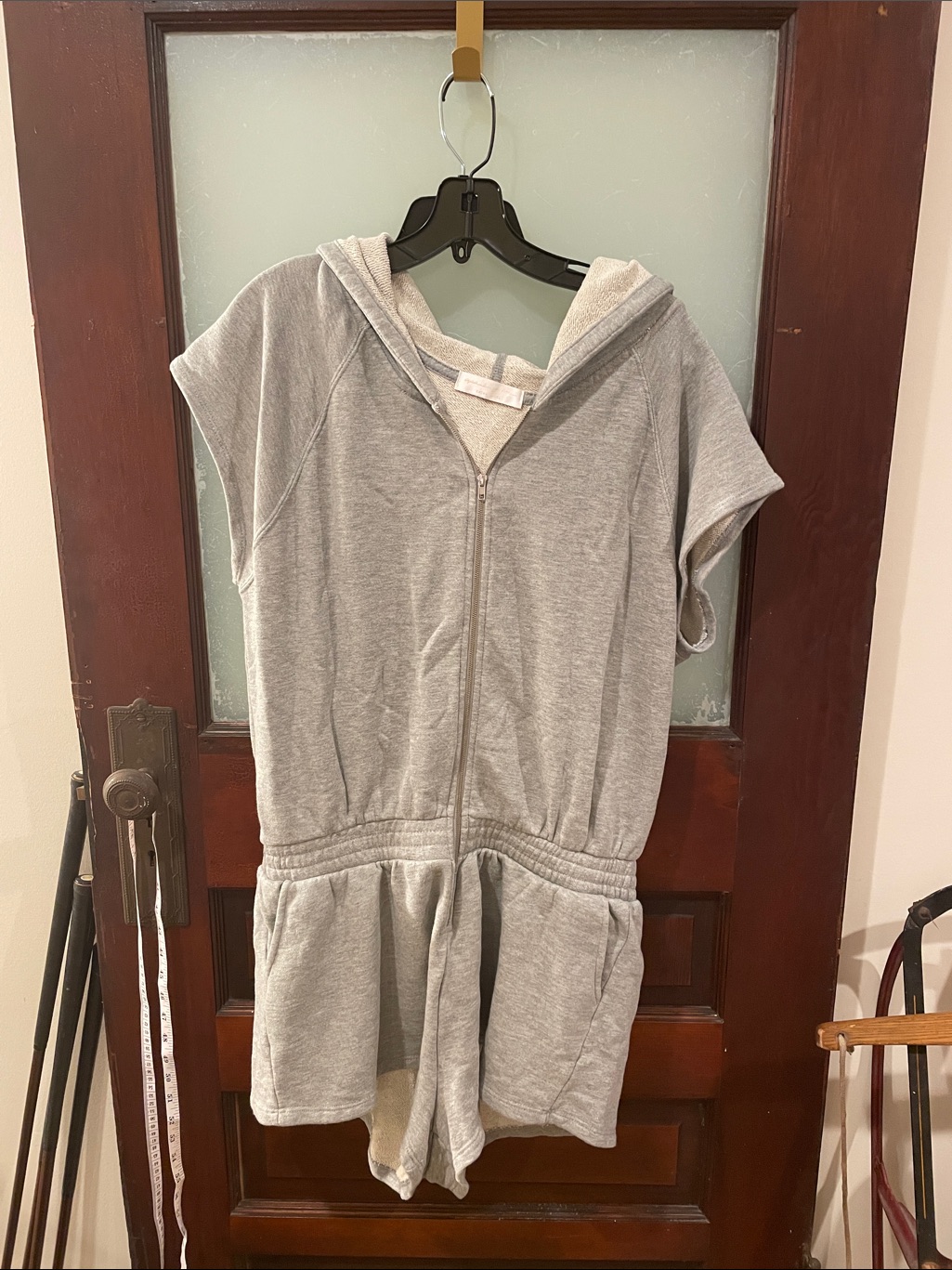 Spiritual Gangster Gray Hooded Short Sleeve Zip Romper